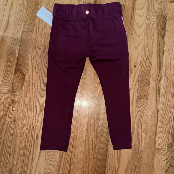 Athleta Contender Side Stripe Capri Crop Leggings Plum Small NEW WITH TAG - Picture 5 of 6